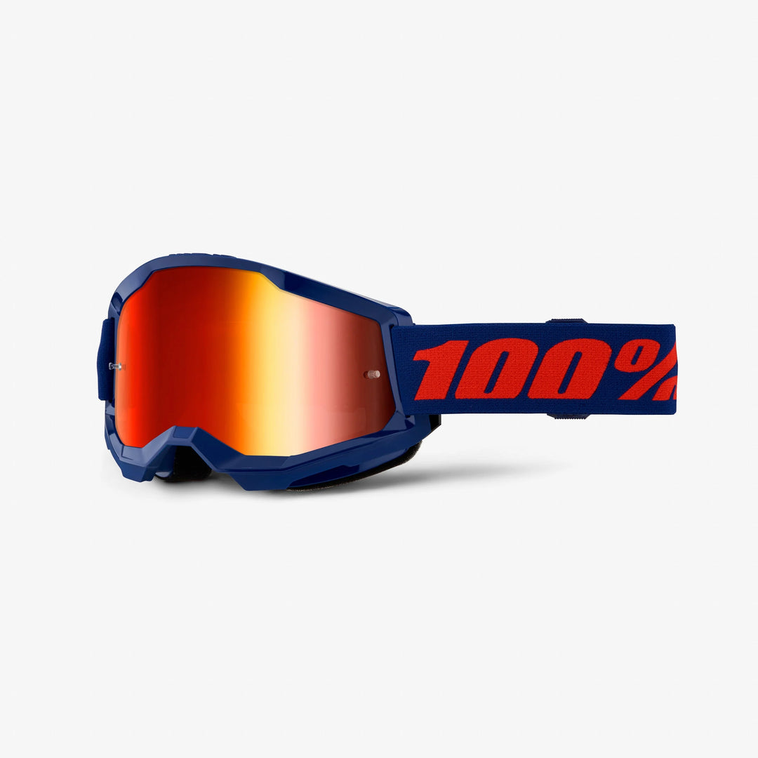 100% STRATA 2 Goggle Navy - Mirror Red Lens