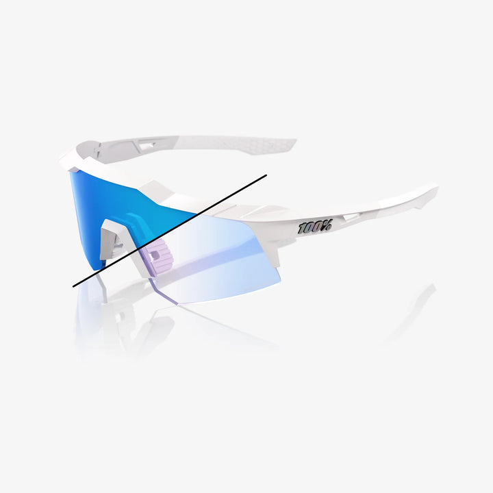 100% SPEEDCRAFT XS - Bastille LE - Pearl White Glitter - Blue Mirror Photochromic