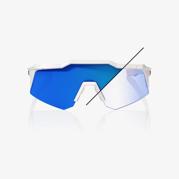 100% SPEEDCRAFT XS - Bastille LE - Pearl White Glitter - Blue Mirror Photochromic