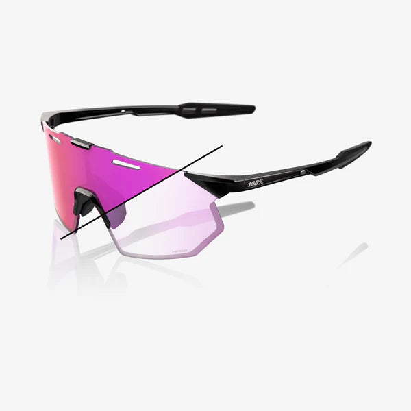 100% HYPERCRAFT® SQ - Gloss Black - Purple Mirror Photochromic Lens