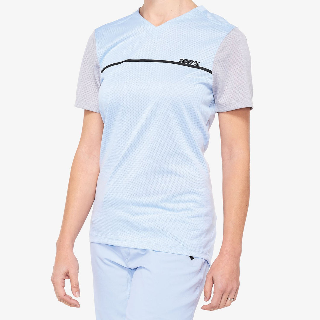 100% RIDECAMP Jersey - Powder Blue/Grey (Mujer)