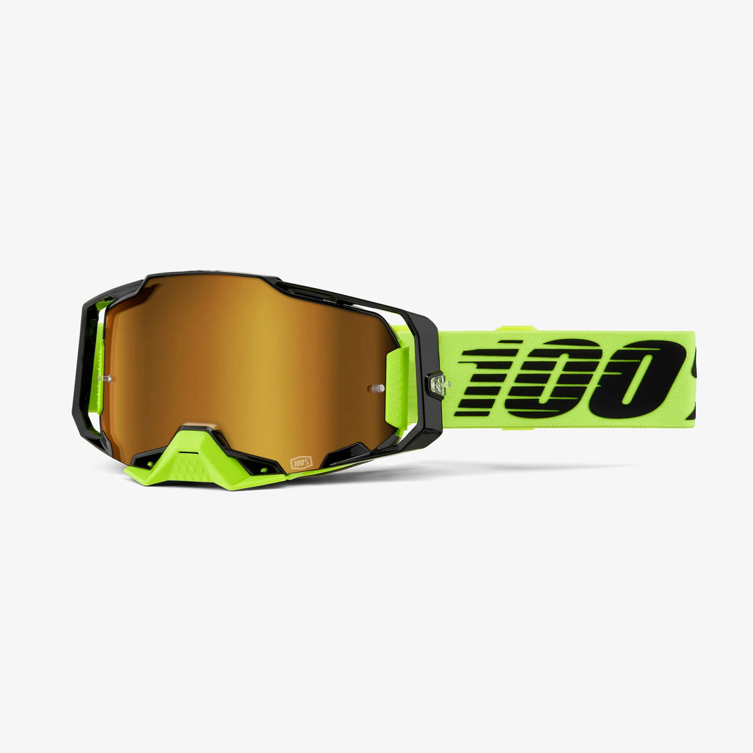 100% ARMEGA® Goggle Neon Yellow - Mirror Gold Lens