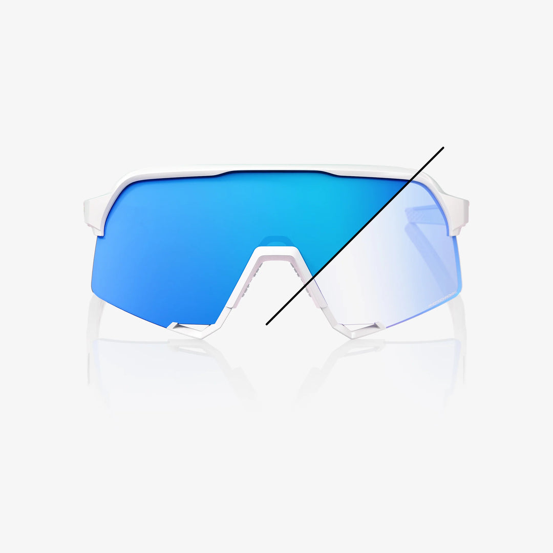 100% S3® - Bastille LE - Pearl White Glitter - Blue Mirror Photochromic