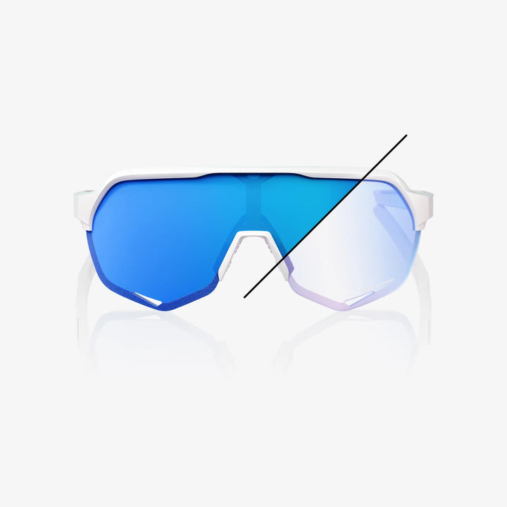100% Lente S2 - Bastille LE - Pearl White Glitter - Blue Mirror Photochromic