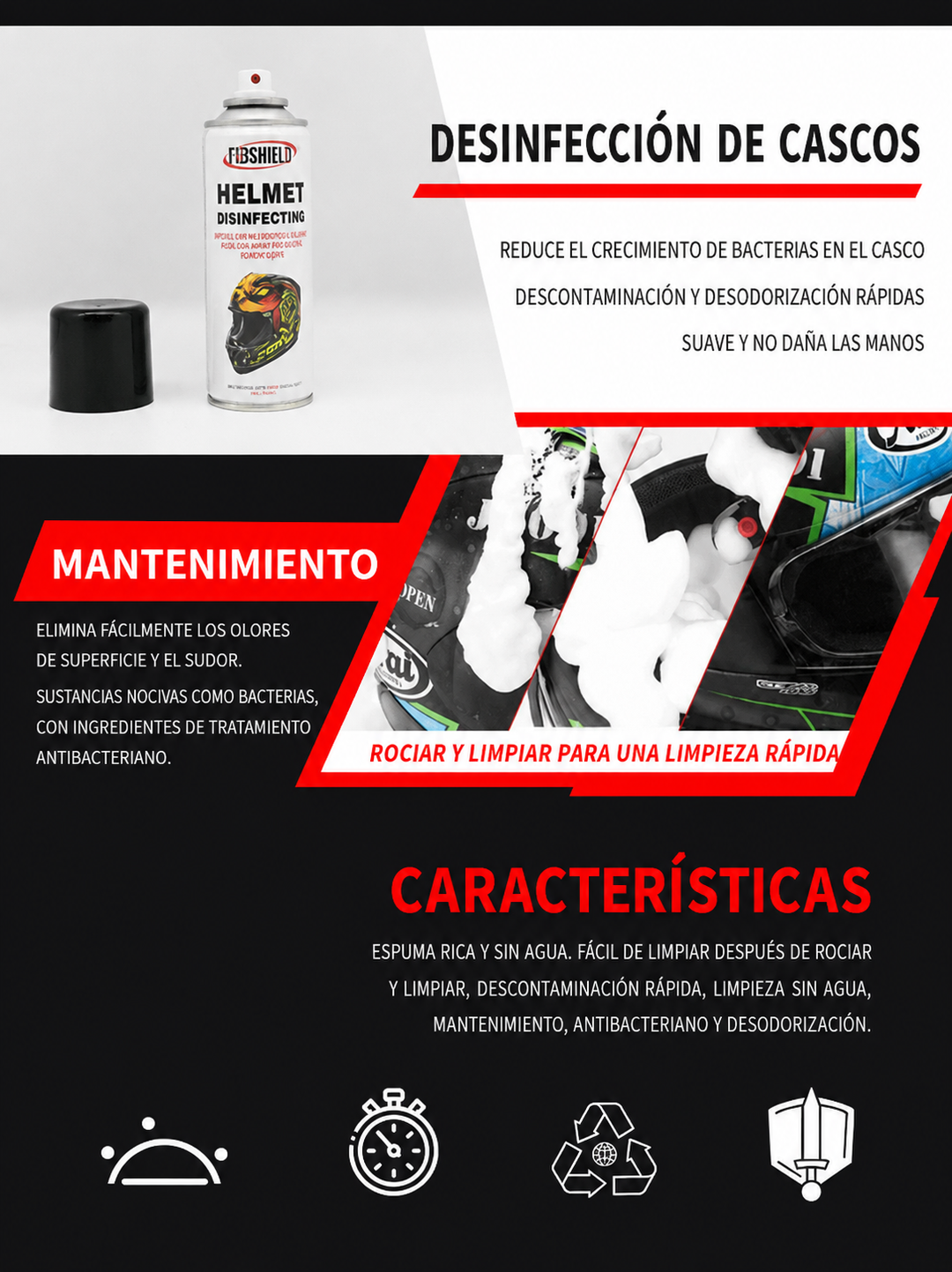 Fibshield Spray Limpiador de Cascos/Guantes 200ml