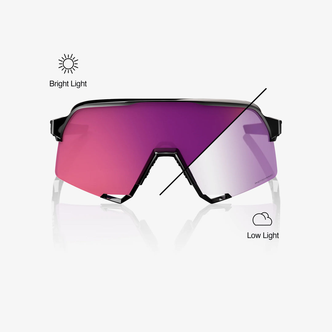 100% S3™ - Gloss Black - Purple Flash Mirror Photochromic Lens (Kilian Bron)