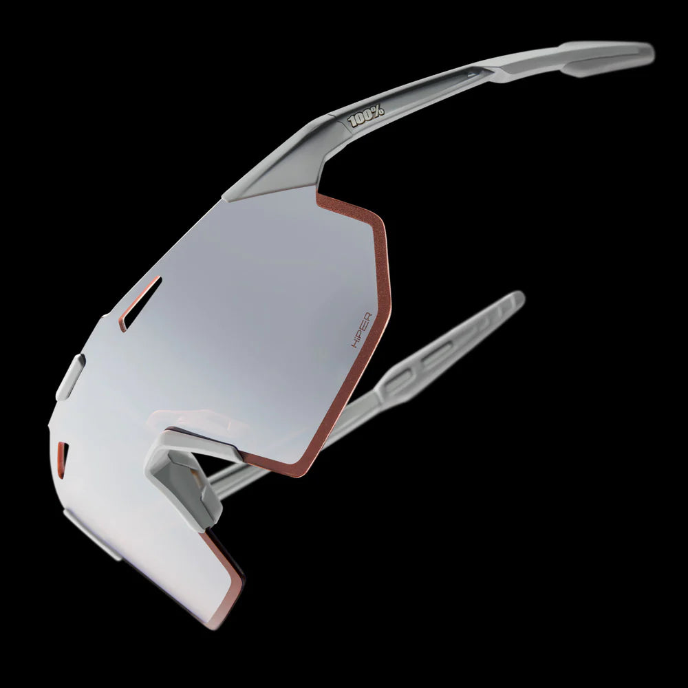 100% HYPERCRAFT® SQ - Matte Stone Grey - HiPer Crimson Silver Mirror + Clear Lens