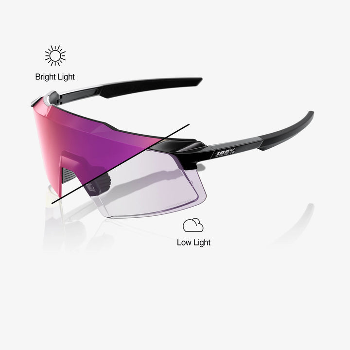 100% AEROCRAFT - Gloss Black - Purple Mirror Photochromic