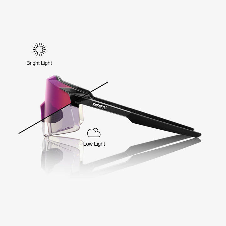 100% AEROCRAFT - Gloss Black - Purple Mirror Photochromic