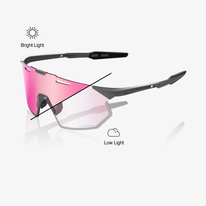 100% HYPERCRAFT® SQ - Gloss Light Grey - Rose Gold Mirror  Photochromic Lens