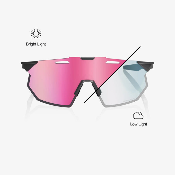 100% HYPERCRAFT® SQ - Gloss Light Grey - Rose Gold Mirror  Photochromic Lens