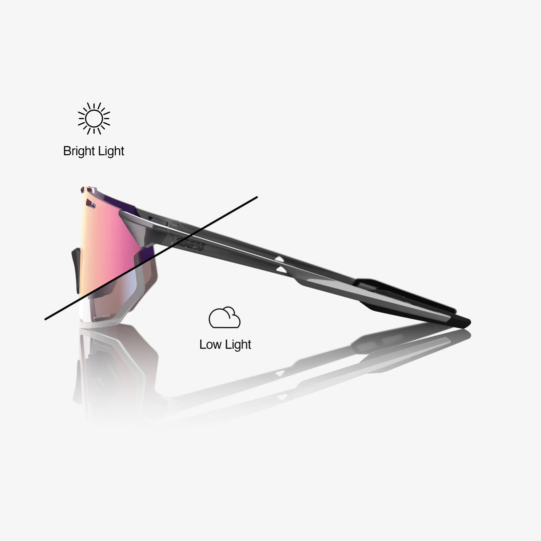 100% HYPERCRAFT® SQ - Gloss Light Grey - Rose Gold Mirror  Photochromic Lens
