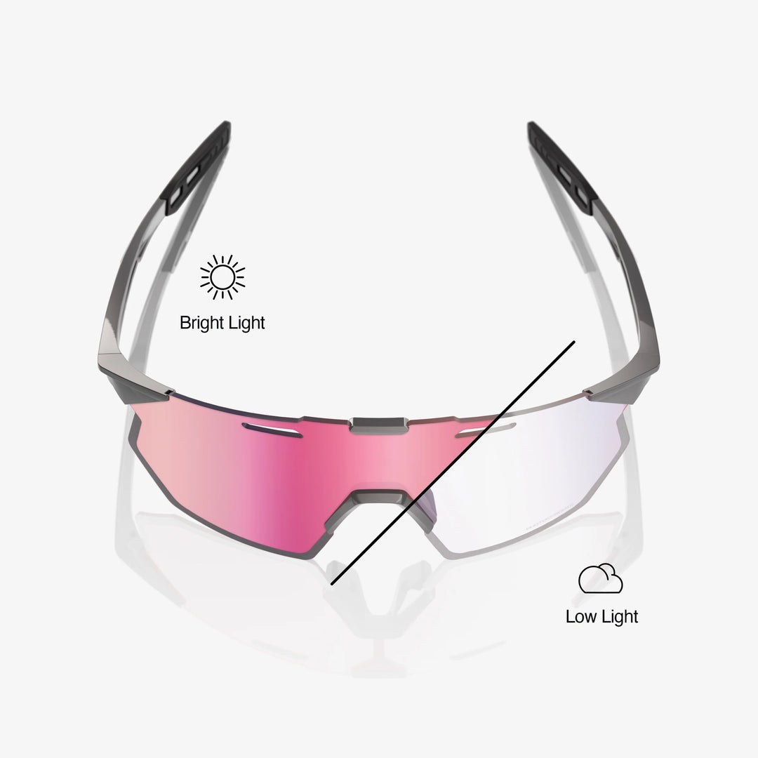 100% HYPERCRAFT® SQ - Gloss Light Grey - Rose Gold Mirror  Photochromic Lens