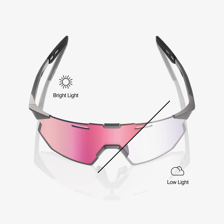 100% HYPERCRAFT® SQ - Gloss Light Grey - Rose Gold Mirror  Photochromic Lens
