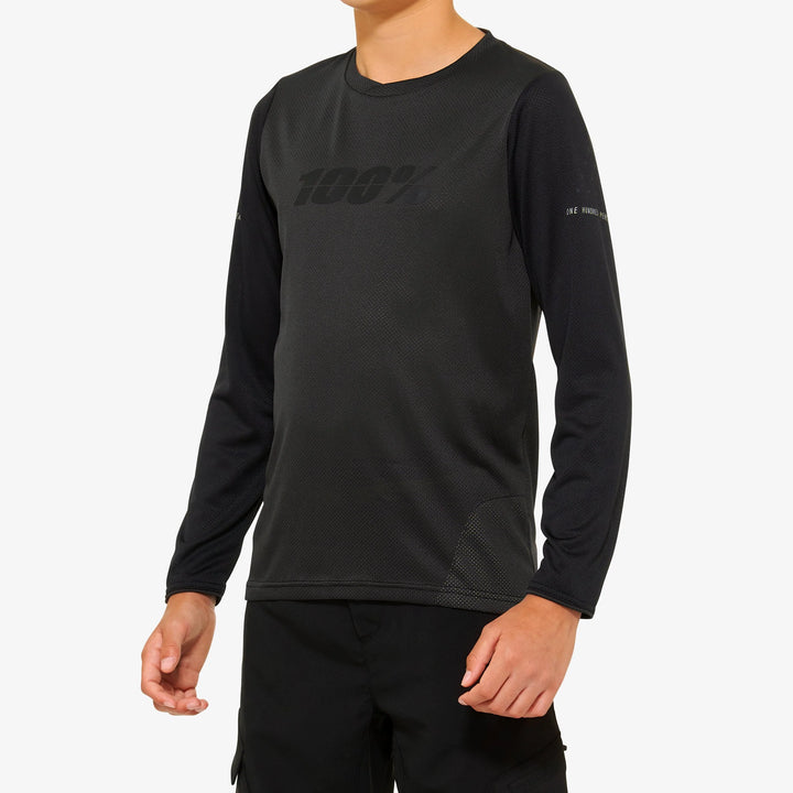 100% RIDECAMP Jersey Manga Larga (Niño) Black/Charcoal