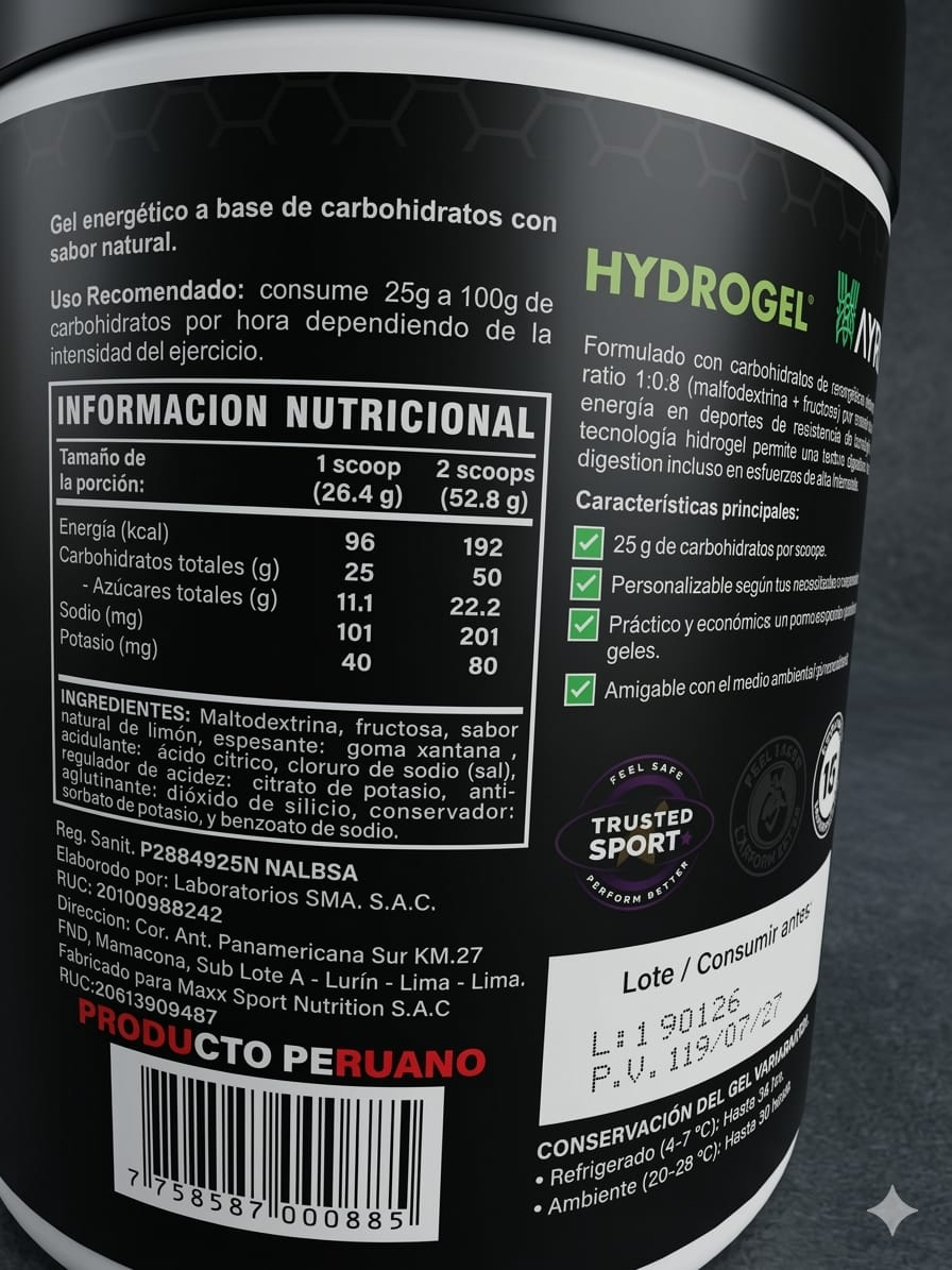 Maxx - Hydrogel Custom Energy Gel Mix 530g - Lemon
