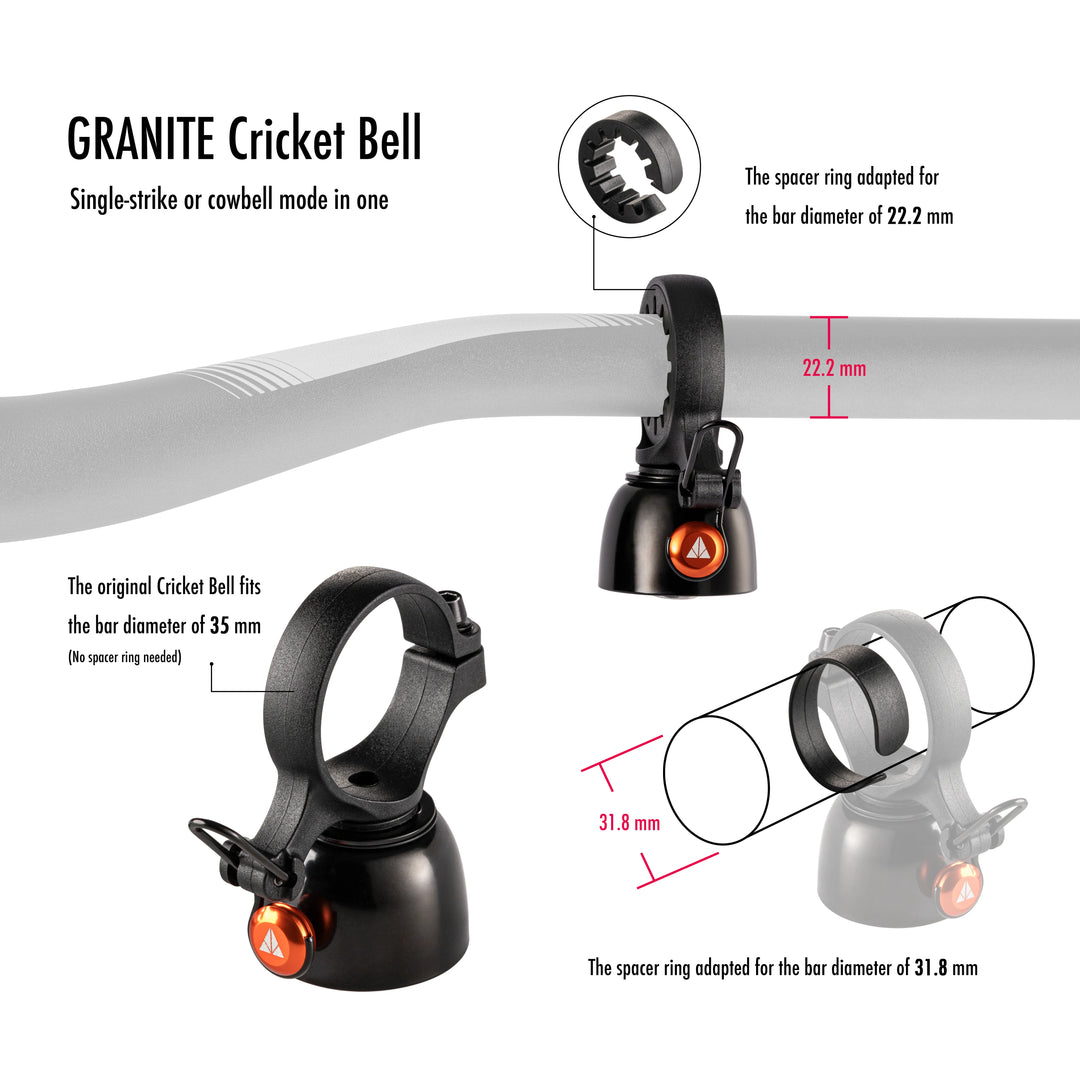 Timbre para timon Granite Cricket Bell (2 tipos de sonido)