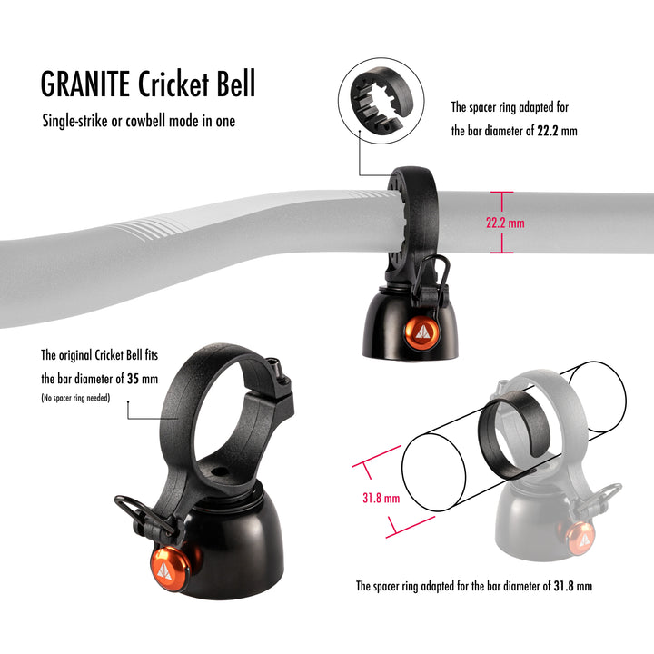 Timbre para timon Granite Cricket Bell (2 tipos de sonido)