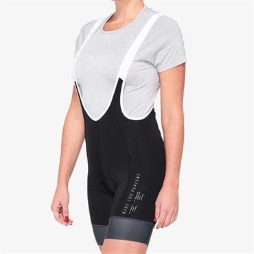 100% Exceeda Bib Shorts Black/Charcoal (Mujer)