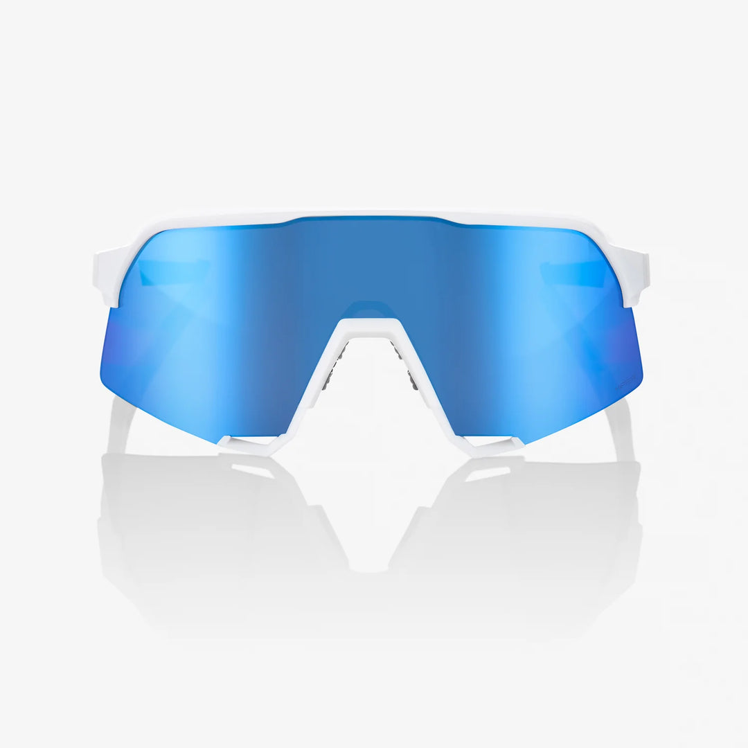 S3™  - Matte White - HiPER® Blue Multilayer Mirror + Clear Lens