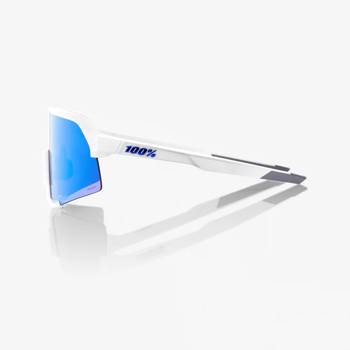 S3™  - Matte White - HiPER® Blue Multilayer Mirror + Clear Lens