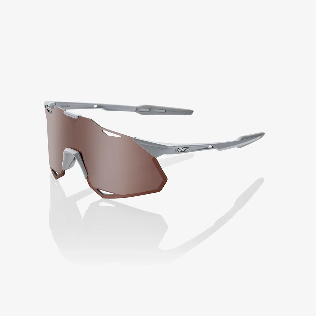 100% HYPERCRAFT® XS - Matte Stone Grey - Hiper Crimson Silver Mirror + Clear Lens