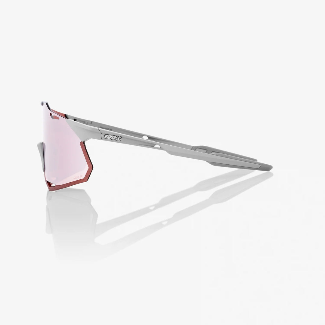 100% HYPERCRAFT® XS - Matte Stone Grey - Hiper Crimson Silver Mirror + Clear Lens